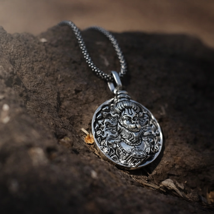 Hanuman Ji Pendant Oxodaised Silver Chain
