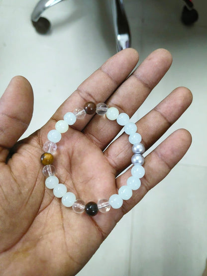 Tiger's Eye Stone and Crystal Beads Bracelet