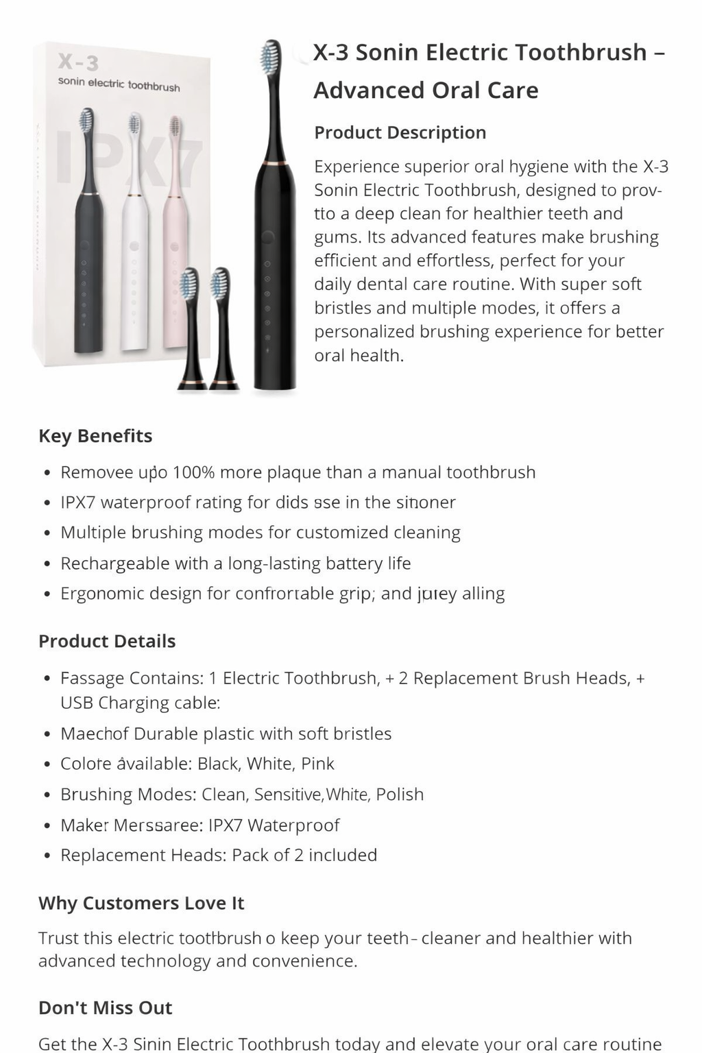 Electric Toothbrush, Teeth & Gums Care Toothbrushes Electric Toothbrush