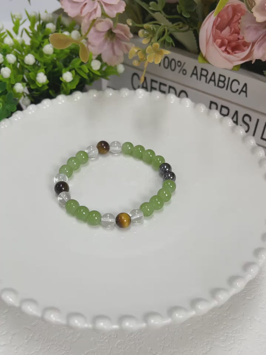 Tiger's Eye Stone and Crystal Beads Bracelet